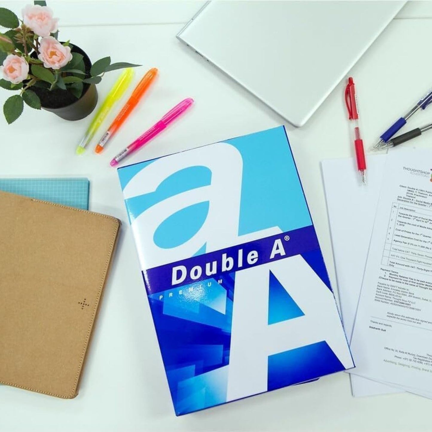 Double A, A4 Ream Paper, A4 80 GSM, 1 Ream, 500 Sheets, White