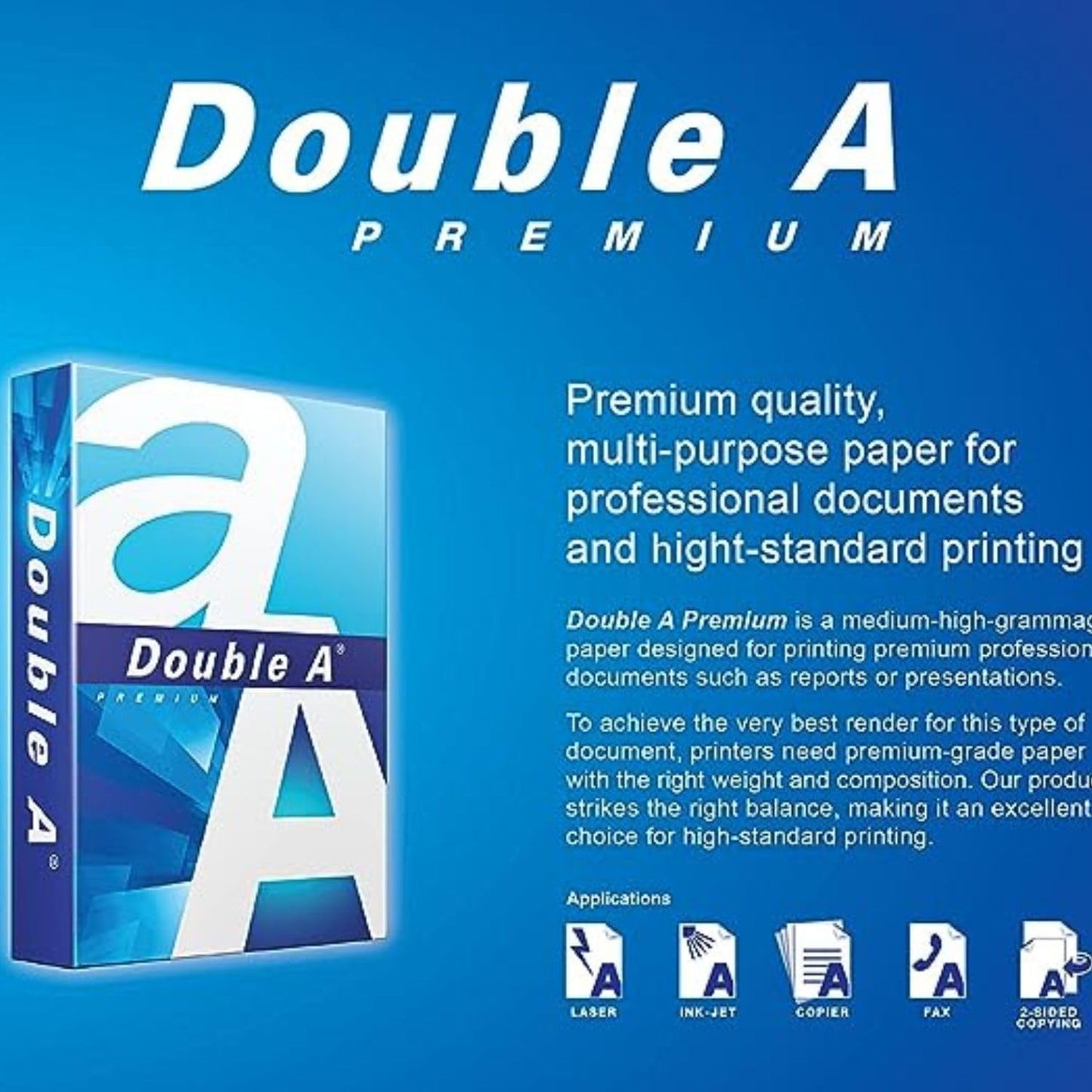 Double A, A4 Ream Paper, A4 80 GSM, 1 Ream, 500 Sheets, White