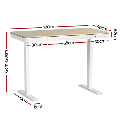 Artiss Standing Desk Motorised Electric Dual Motor Draw 120CM Oak