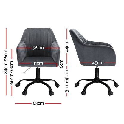 Artiss Office Chair Velvet Seat Dark Grey