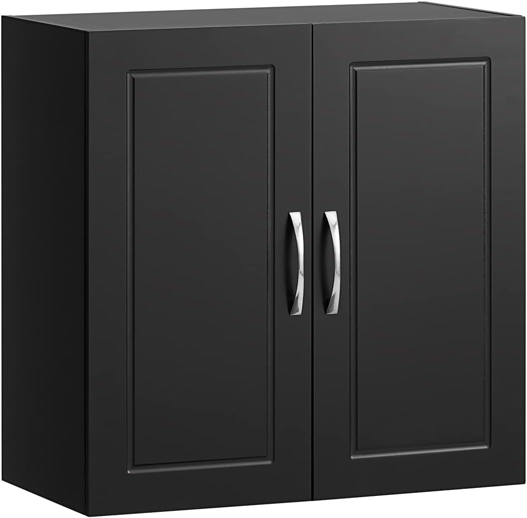 Wall Storage Cabinet Double Doors, Black