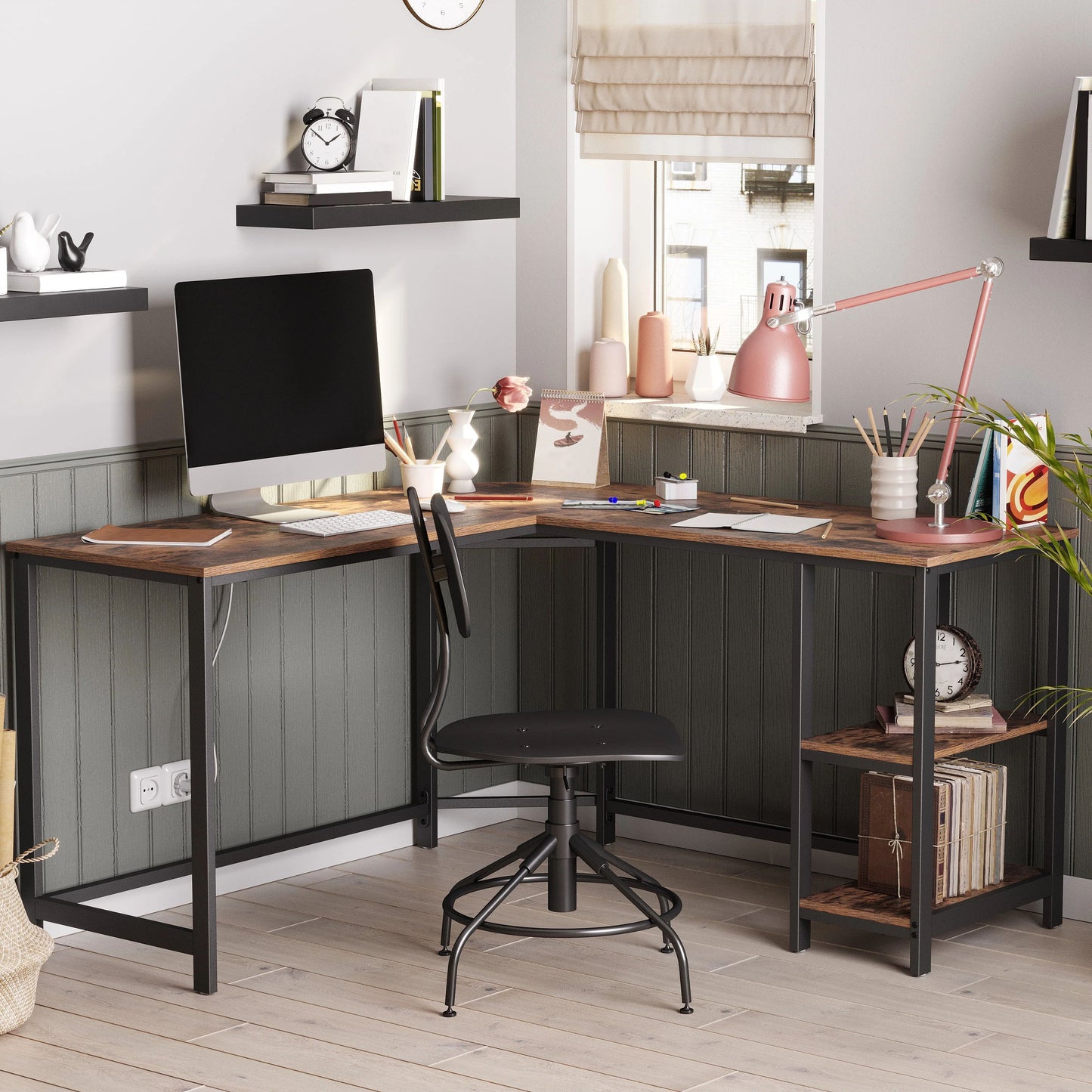 L-Shaped Desk with Shelves