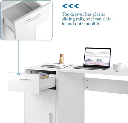 EKKIO Office Computer Desk with 1 Drawer (White)