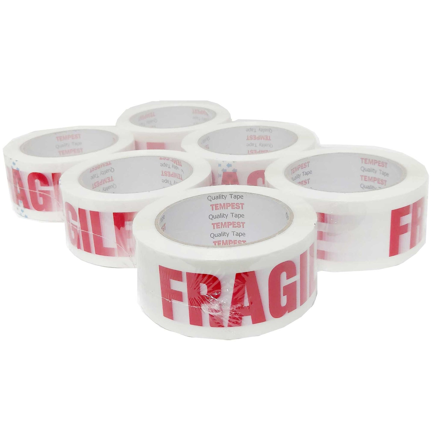 1x Fragile Packing Tape 48mmx75m - Long Rolls Red White Packaging Adhesive Label