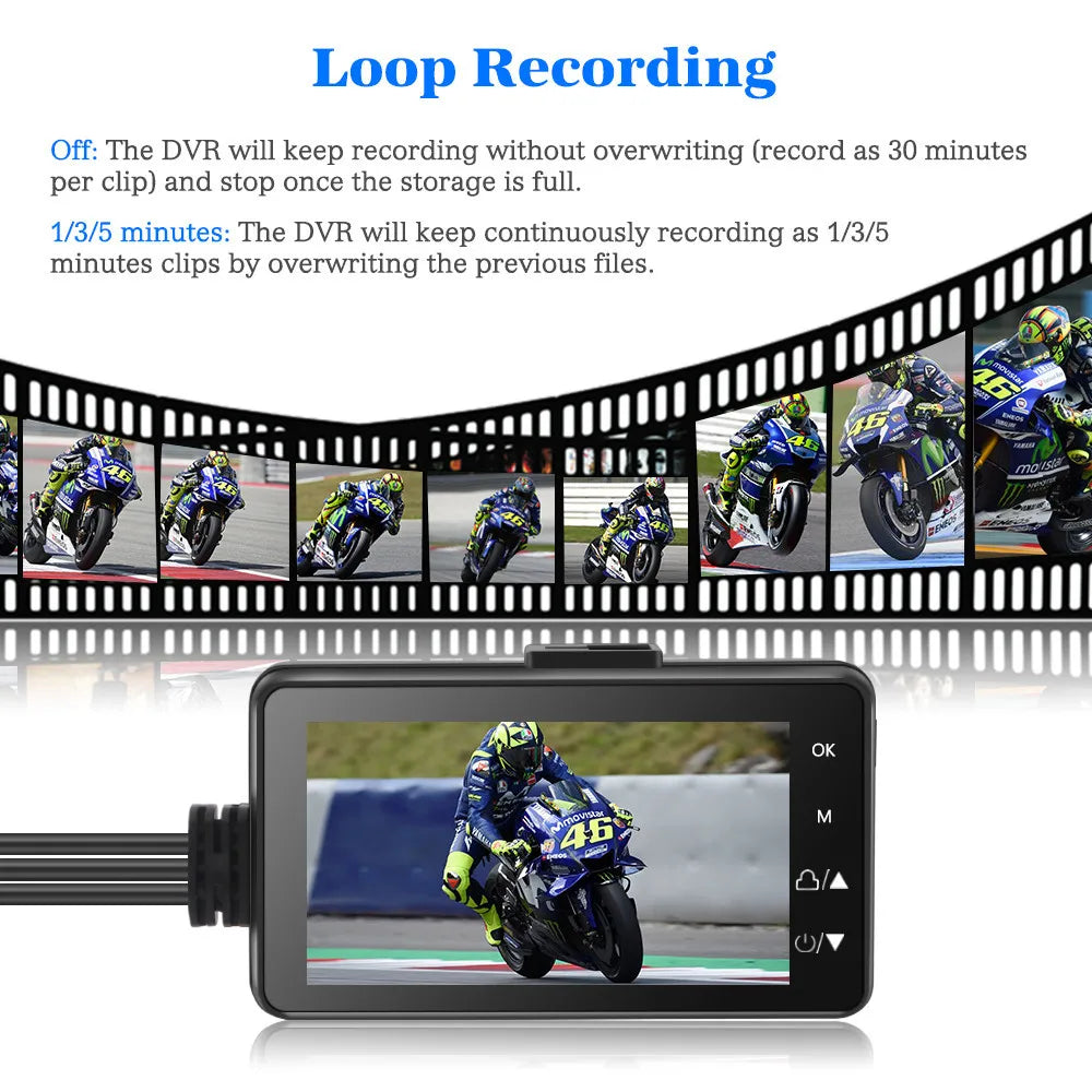 3inch LCD HD Dual Camera Motorcycle DVR Video Driving Recorder With 32G Card