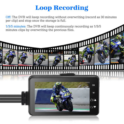 3inch LCD HD Dual Camera Motorcycle DVR Video Driving Recorder With 32G Card