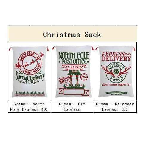 Large Christmas XMAS Hessian Santa Sack Stocking Bag Reindeer Children Gifts Bag, Cream - Christmas Presents