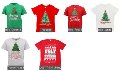 New Funny Adult Xmas Christmas T Shirt Tee Mens Womens 100% Cotton Jolly Ugly, Tree (White) B, S