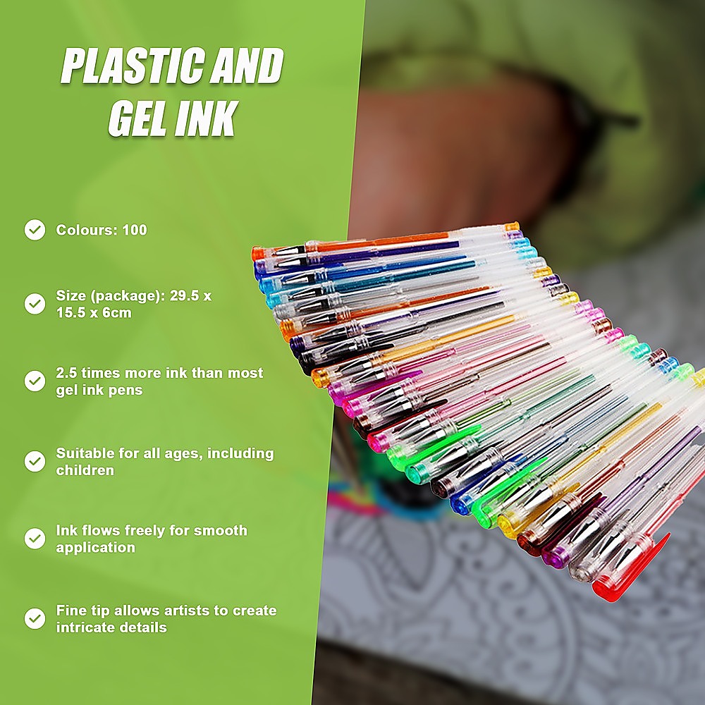 Glitter Gel Pens (100 pack) with 2.5X More Ink - Craft, Kids & Adult Colouring