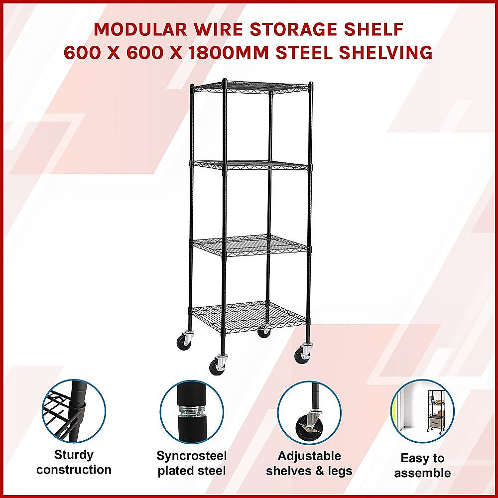 Modular Wire Storage Shelf 600 x 600 x 1800mm Steel Shelving