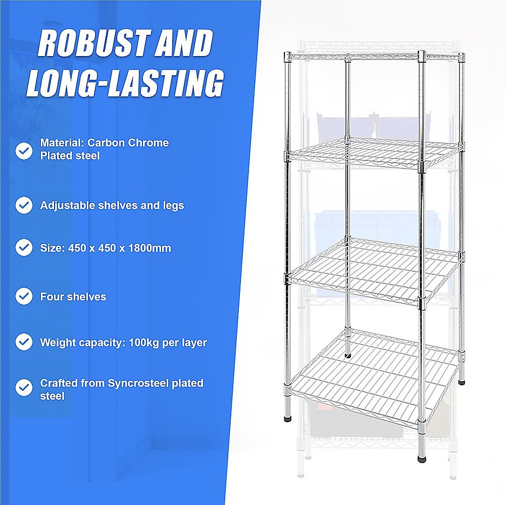 Modular Wire Storage Shelf 450 x 450 x 1800mm Steel Shelving