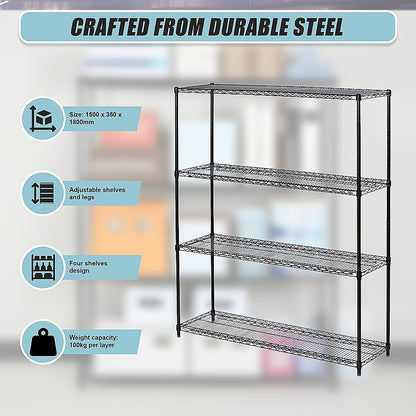 Modular Wire Storage Shelf 1500 x 350 x 1800mm Steel Shelving