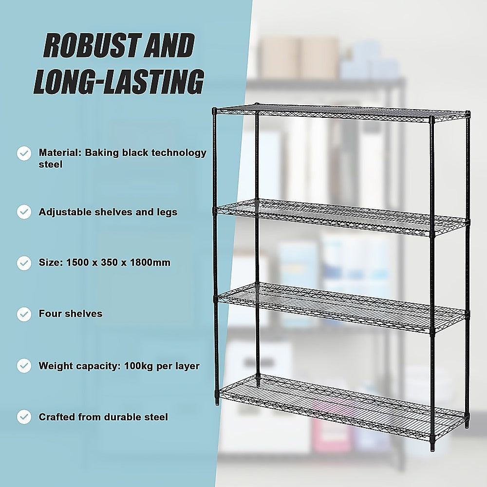 Modular Wire Storage Shelf 1500 x 350 x 1800mm Steel Shelving