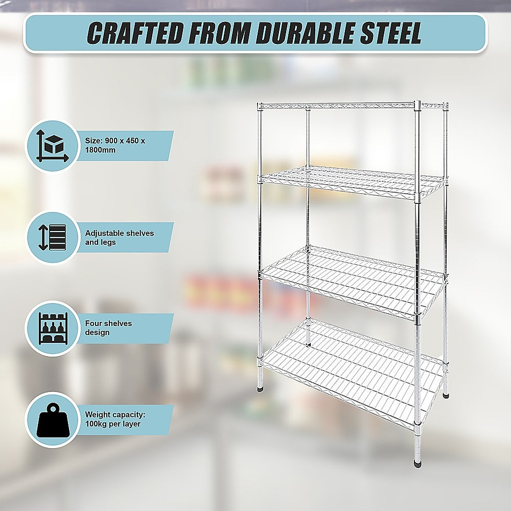 Modular Wire Storage Shelf 900 x 450 x 1800mm Steel Shelving