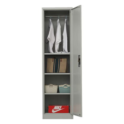 Single-Door Metal Tall Cabinet Shelf Storage for Home Office Gym