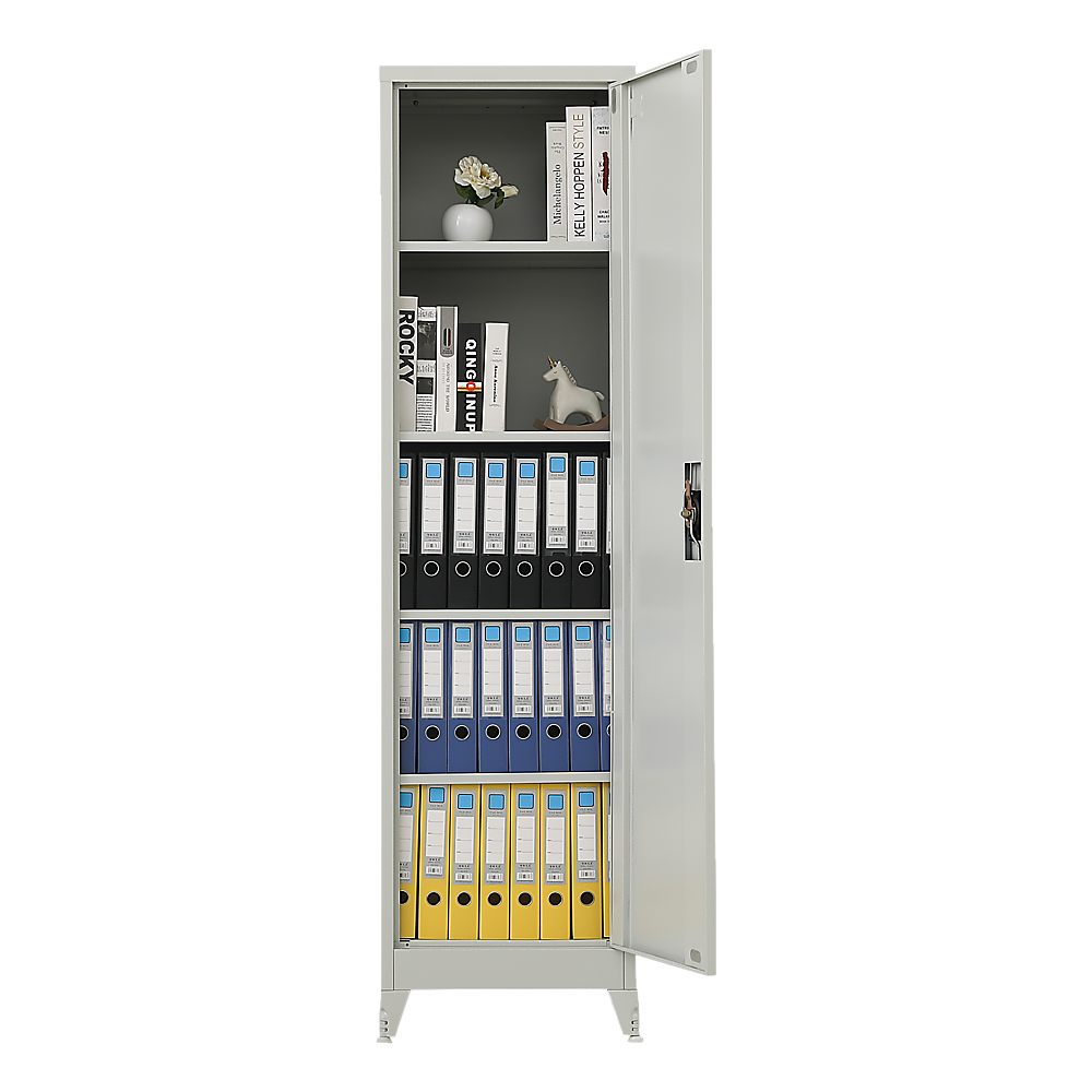 Single-Door Metal Tall Cabinet Shelf Storage for Home Office Gym