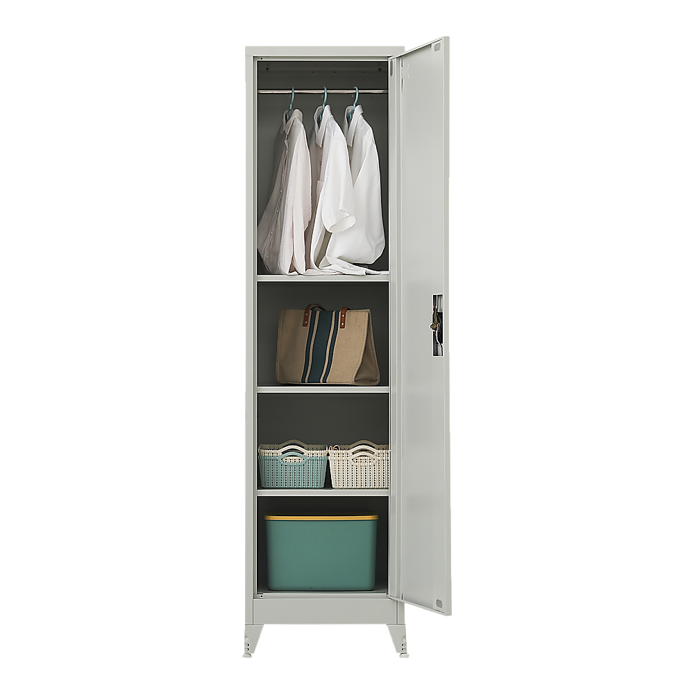 Single-Door Metal Tall Cabinet Shelf Storage for Home Office Gym