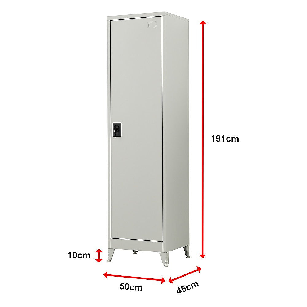 Single-Door Metal Tall Cabinet Shelf Storage for Home Office Gym