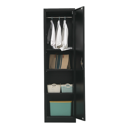 Single-Door Metal Tall Cabinet Shelf Storage for Home Office Gym