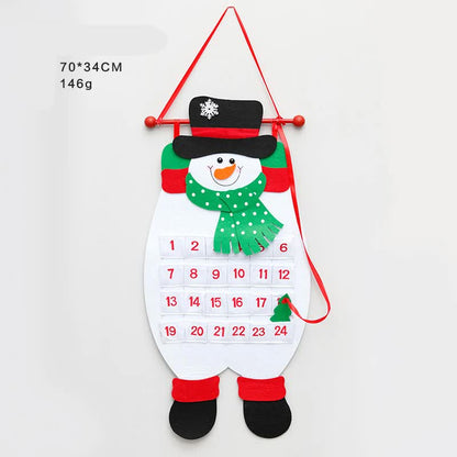 Snowman Advent Calendar - Felt Christmas Countdown with 24 Pockets for Kids, Wall Hanging Decor