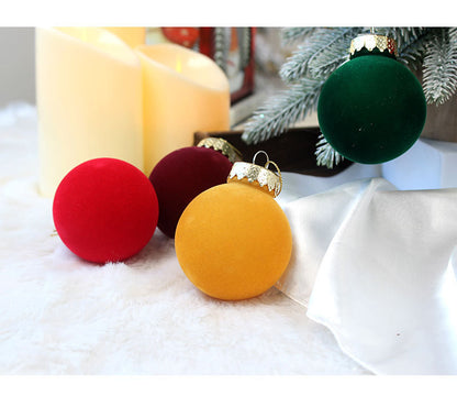 12-Piece Velvet Christmas Ornament Set - Classic Wine Red, Red, and Yellow Baubles for Holiday Tree Decoration (6cm)