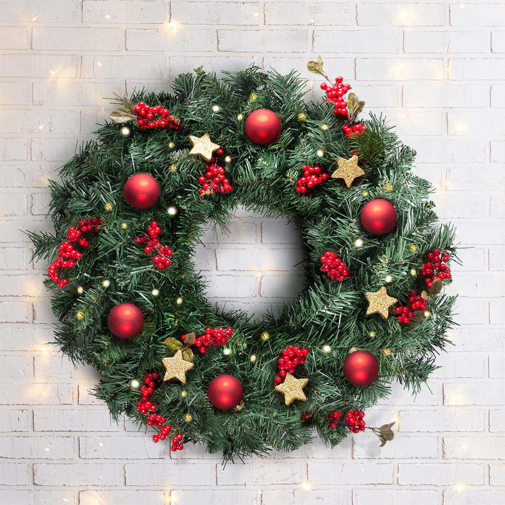 Jingle Jollys 60cm Christmas Wreath Garland Xmas Decorations Wedding Party